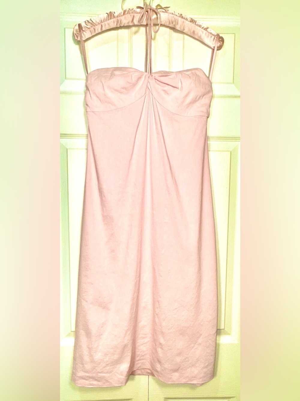 Theory Alissa Linen Blend Halter Tie Mini Dress Pink Size 8 EUC